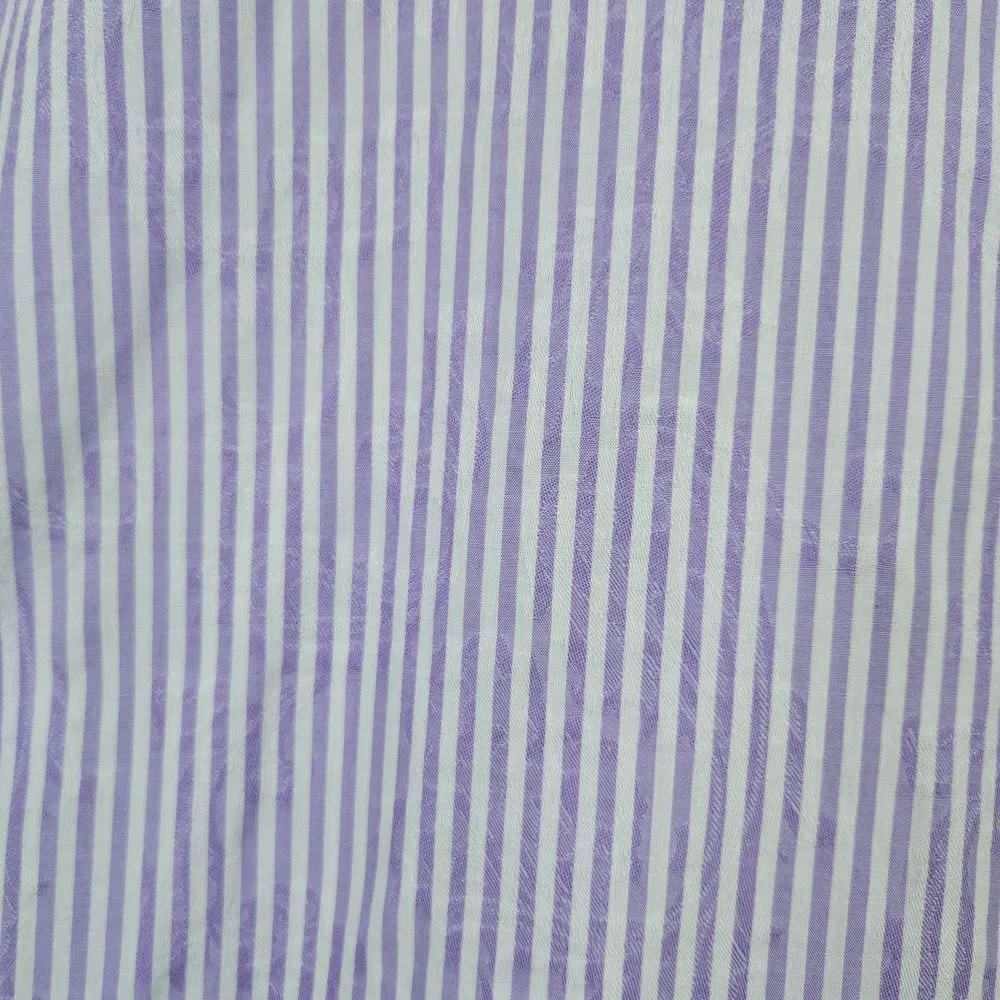 Neiman‎ Marcus Men's Shirt Size L Purple & White Stripes Floral 100% Cotton SPOT